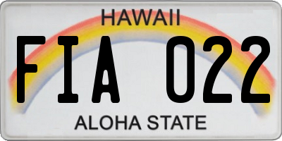 HI license plate FIA022
