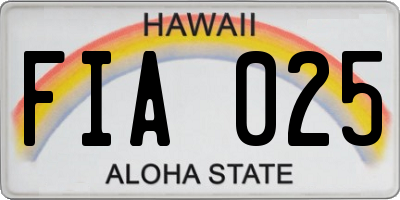 HI license plate FIA025