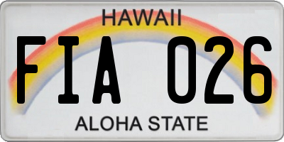 HI license plate FIA026