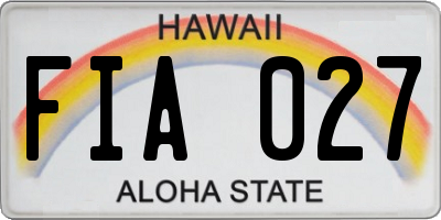 HI license plate FIA027