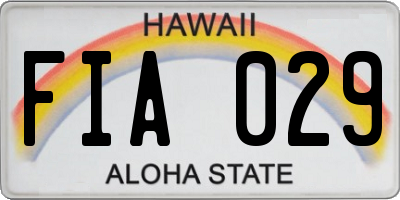 HI license plate FIA029