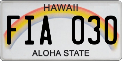 HI license plate FIA030