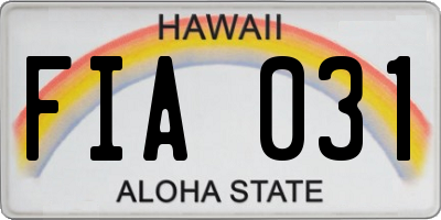 HI license plate FIA031