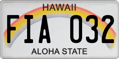 HI license plate FIA032