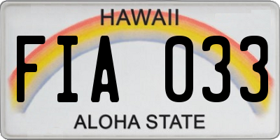 HI license plate FIA033