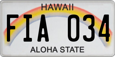 HI license plate FIA034