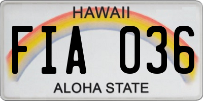 HI license plate FIA036