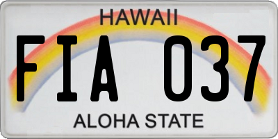 HI license plate FIA037