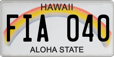 HI license plate FIA040
