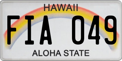 HI license plate FIA049