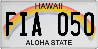 HI license plate FIA050