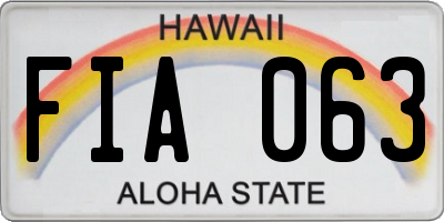 HI license plate FIA063