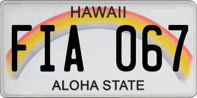 HI license plate FIA067