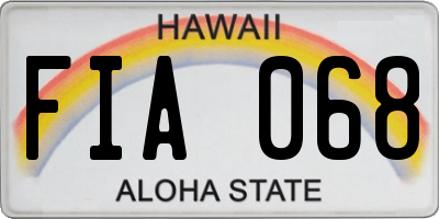HI license plate FIA068
