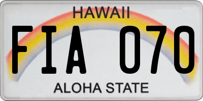 HI license plate FIA070