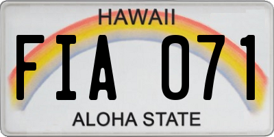 HI license plate FIA071