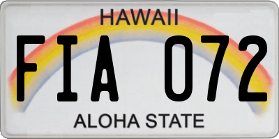 HI license plate FIA072