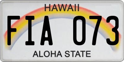HI license plate FIA073