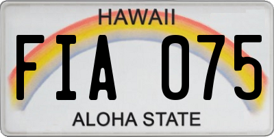 HI license plate FIA075