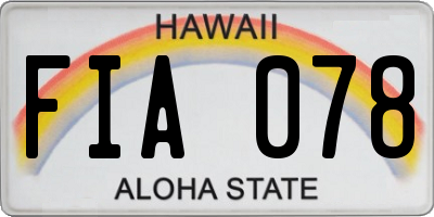 HI license plate FIA078