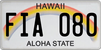 HI license plate FIA080