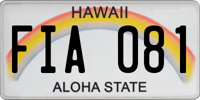 HI license plate FIA081