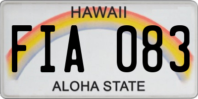 HI license plate FIA083