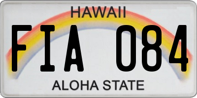 HI license plate FIA084