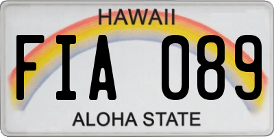 HI license plate FIA089