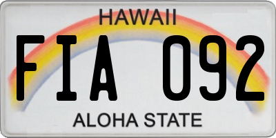 HI license plate FIA092