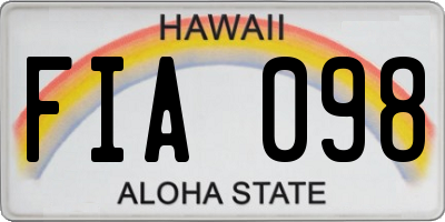 HI license plate FIA098