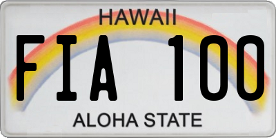 HI license plate FIA100