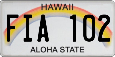 HI license plate FIA102