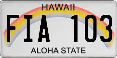 HI license plate FIA103