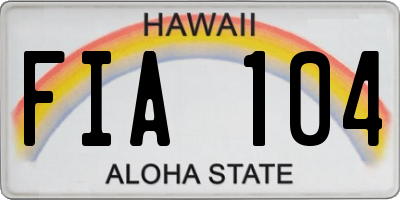 HI license plate FIA104