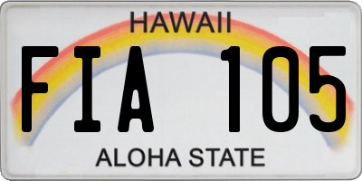 HI license plate FIA105