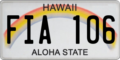HI license plate FIA106