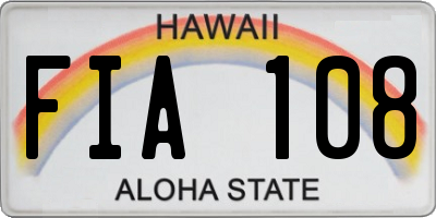HI license plate FIA108