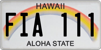 HI license plate FIA111