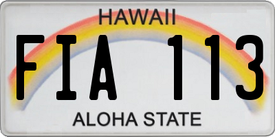 HI license plate FIA113