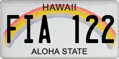 HI license plate FIA122