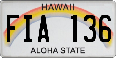 HI license plate FIA136