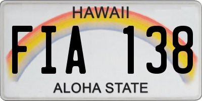 HI license plate FIA138