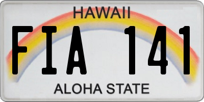 HI license plate FIA141