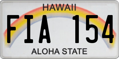 HI license plate FIA154