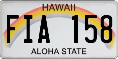 HI license plate FIA158