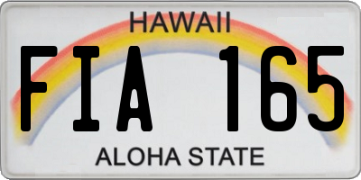 HI license plate FIA165