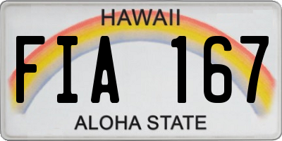 HI license plate FIA167