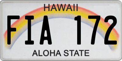 HI license plate FIA172