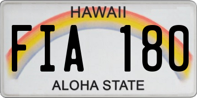 HI license plate FIA180